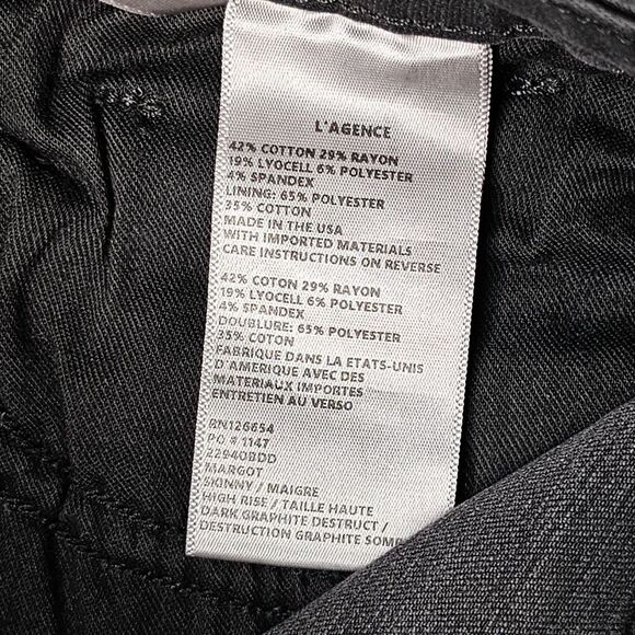 NWT L'AGENCE Margot Jean Dark Graphite Destruct 25 - Picture 5 of 6